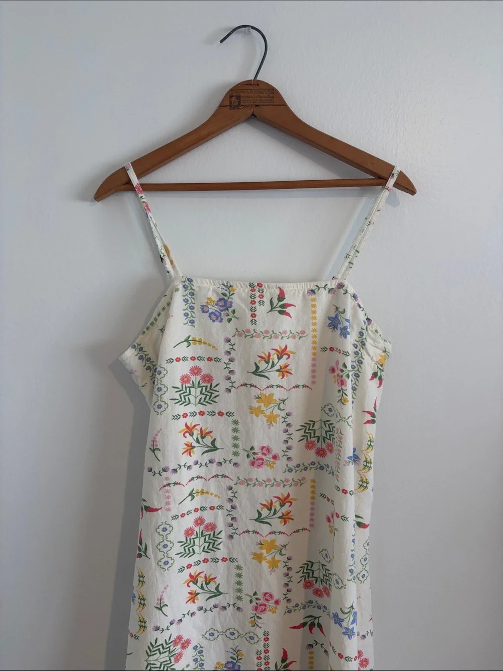 Cream Floral Square-Neck Slip Dress - Picture 2 of 6